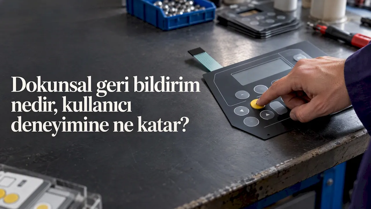 Membran panel düğmesine basan teknisyenin parmağı