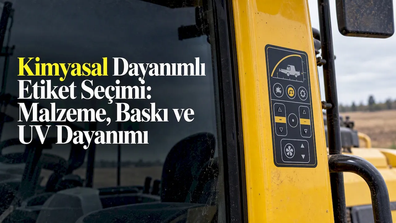 Traktör kabinindeki sağlam kontrol etiketi