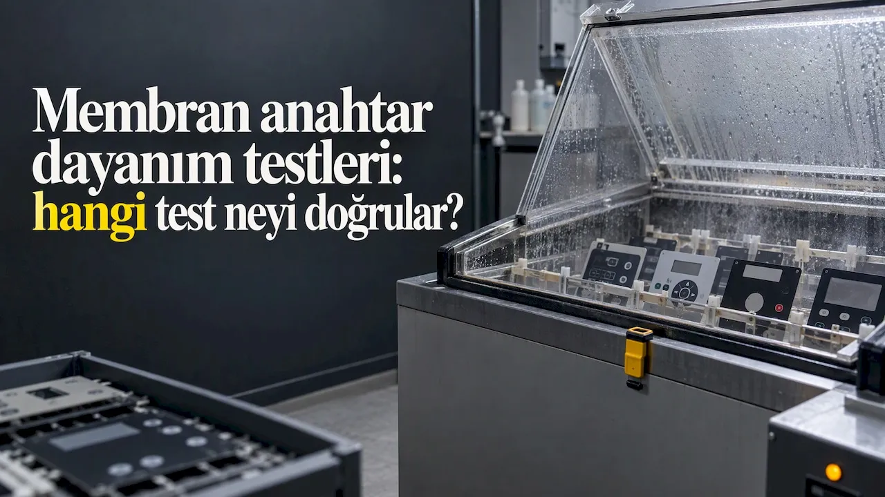 Membran anahtar numuneleri tuz sisi kabininde test ediliyor.
